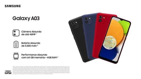  Galaxy A03 chega ao Brasil com câmera de 48 MP